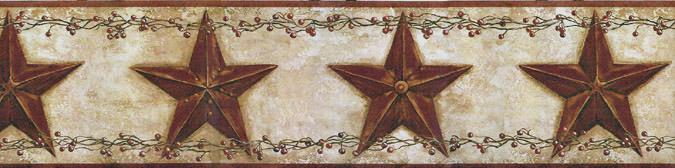 Barn Stars Berries Wallpaper Border