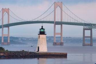Newport Bridge From Goat Island Connector Rhode