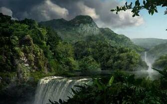 Tropical Waterfall HD Wallpaper