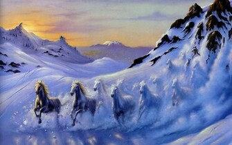 Horses Wallpaper Archive Fantasy Snow Mountain