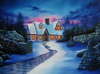 Christmas Cottage Wallpaper 3d