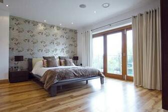 Doors Laminate Flooring Feature Wall Wallpaper And Low Furniture