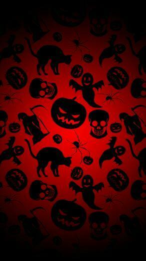 Dark Halloween Pattern Mobile Wallpaper