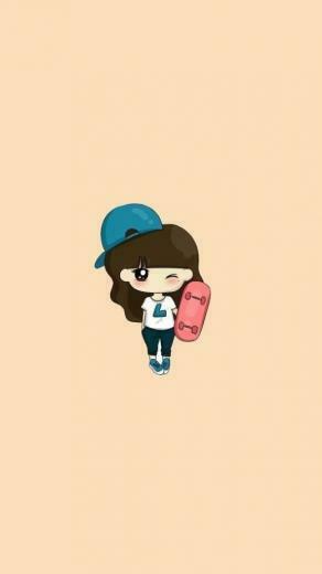 Cartoon Skateboard Girl iPhone Plus And Wallpaper