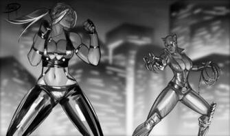 Sonya Blade Vs Catwoman By Megaween