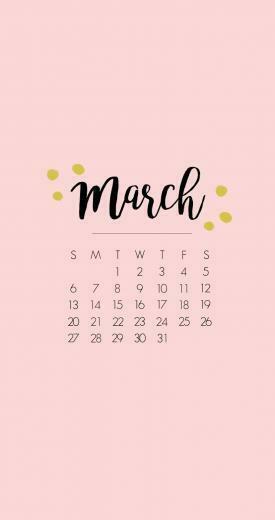 iPhone6 Lock Screen Wallpaper March Calendar Paper And