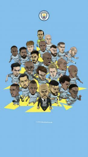 Manchester City Full Squad Fan Art For Mobile Wallpaper Football