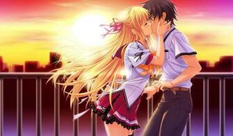 Anime Girl Boy Beautiful Kiss Wallpaper HD