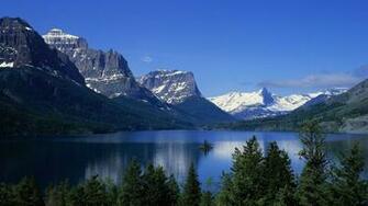 Picturesque Mountain Scene Of Snow Capped Mountains And A Lake