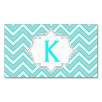 Modern Aqua Blue Grey Chevron Monogram Pack Of Standard Business