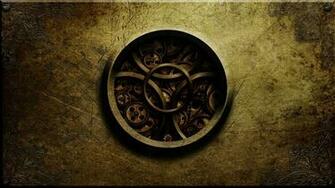 Steampunk Textures Golden Wallpaper