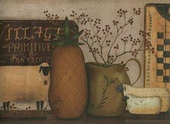 Primitive Wallpaper Village Antique