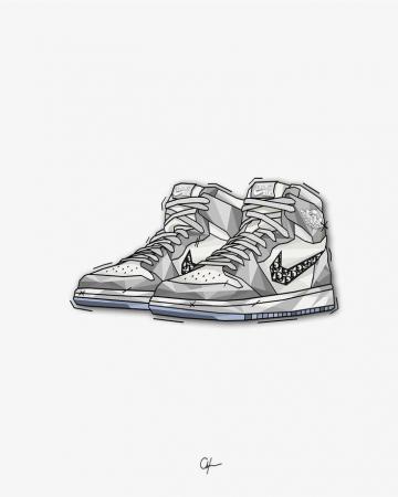 Dior X Nike Air Jordan Art Shoes Wallpaper