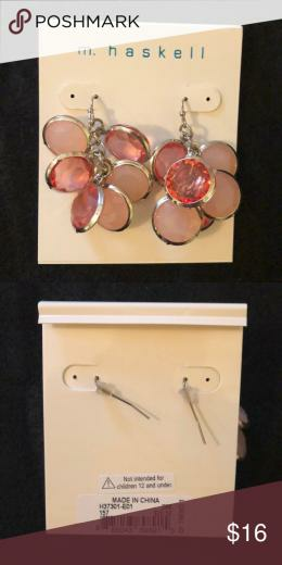 Nwt M Haskell Earrings Pink Faceted