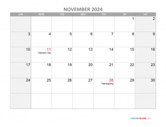 November Calendar Wallpaper