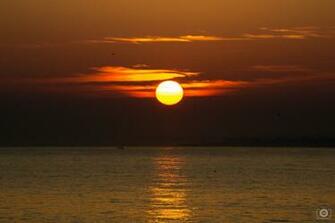 Beautiful Orange Sea Sunrise Background High Quality