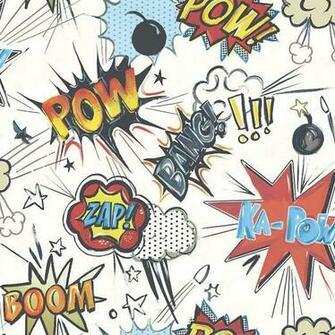 Comic Book Theme Kids Wallpaper Red White Blue Boom Zap Children S