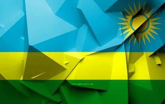 Wallpaper 4k Flag Of Rwanda Geometric Art African