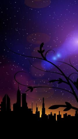 Night Skyline Tree Dark Artistic Colorful 4k Ultra Home Screen