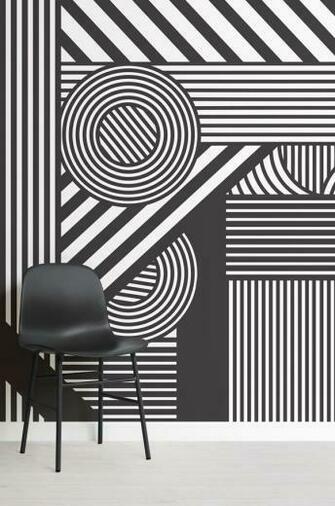 Oriz Geometric Black And White Wall Mural Dazzle Camouflage