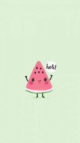 Mint Green Cute Watermelon Wallpaper Ponsel Stiker