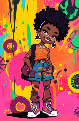 Pretty Black Girl Cartoon Wallpaper