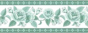 Green Roses Vintage Wallpaper Border Floral Waverly