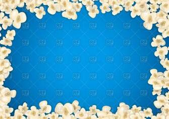 Heap Popcorn Frame On Blue Background Vector Image Of Borders And
