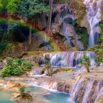Wallpaper Tat Kuang Si Waterfalls Luang Prabang Laos Rock Nature