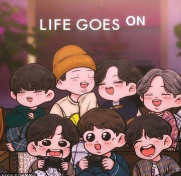 Bts Anime Life Goes On Cute Cartoon Wallpaper