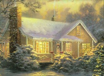 Christmas Cottage Wallpaper