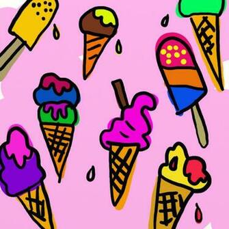 Ice Cream Wallpaper Whimsical Cartoon Design