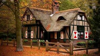 House Cozy Autumn Trees HD Wallpaper Background For