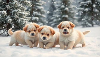 Winter Puppies Wallpaper For Computer