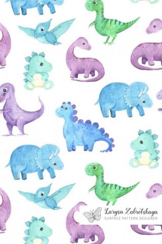 Watercolor Dinosaurs Collection Dinosaur Illustration