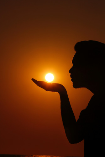 Boy In Sunset Shadow Wallpaper