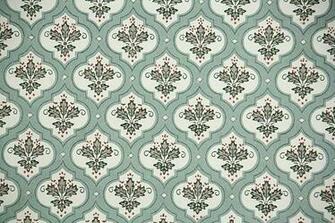 S Vintage Wallpaper Leaf Pattern In Geometric Design Of Green