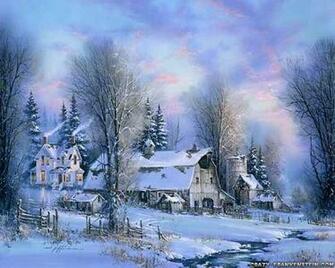 Country Side Of Life Countryside Idyl Old Christmas Wallpaper