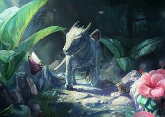 Wallpaper Art Dragon Baby Fairy Frog Bird Stone Fantasy