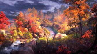 Fantasy Autumn Painting 4k HD Wallpaper Image