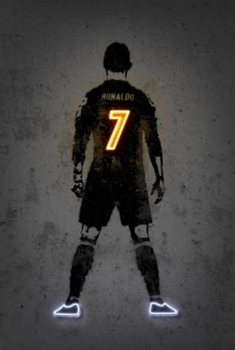 Cristiano Ronaldo Neon Effect Futbol Wall Art Poster