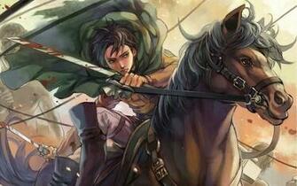 Horse Riding Titan Attack On Shingeki No Kyojin HD Wallpaper
