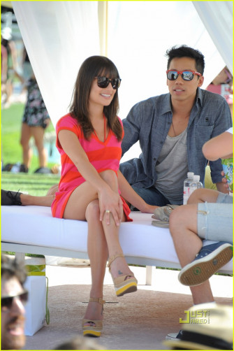 Lea Michele Lacoste L Ve Pool Party With Theo Stockman Photo