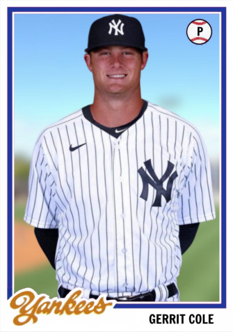 Gerrit Cole Yankees In Topps Baseball Design Wallpaper