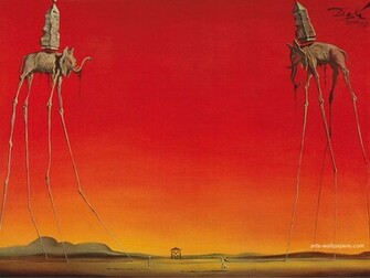The Elephants C Print Salvador Dali Art Wallpaper