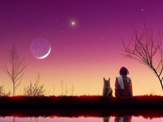 Child Dog Pink Sky Lake Desktop Pc And Mac Wallpaper