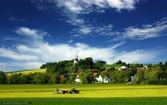 Com Wallpaper Field Village Tractor Desktop