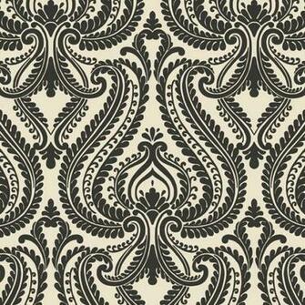 Imperial Black Modern Damask Wallpaper Bolt Transitional