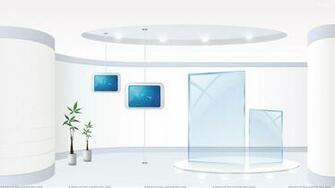 White Background And Hanging Display In Office Wallpaper