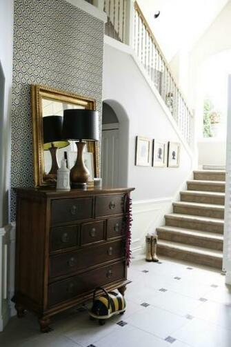David Hicks Wallpaper Transitional Entrance Foyer Rue Magazine